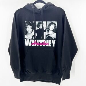 NWT Whitney Houston Hoodie Black Photo Graphic Pullover Sweatshirt Small